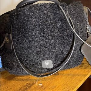 House of Harlow 1960 Black Sherpa Weekender